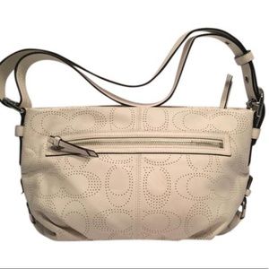 🦋COACH cream perforated soft leather duffle bag